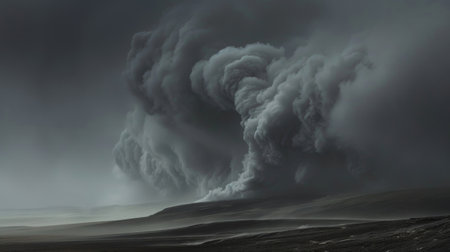 A turbulent storm of ash and wind twisting and turning with reckless abandonの素材