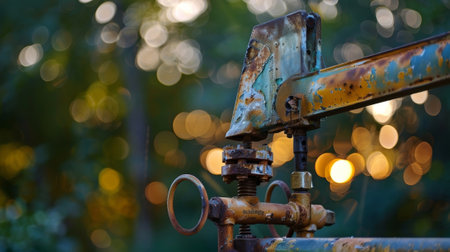 The remains of an oil well now retired and confined by the cap that once brought it to lifeの素材