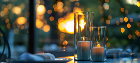 As the sun sets the glassencased candle columns come to life adding a touch of magic to the interior. 2d flat cartoonの素材