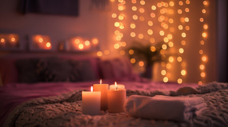 As the night falls the candles become the main source of light in the bedroom creating a magical feel. 2d flat cartoonの素材