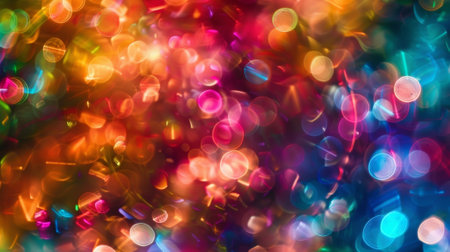 Celestial shadows playfully dance in the defocused background their vivid colors melting and mixing together in a stunning kaleidoscopic spectacle.の素材