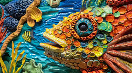 The vibrant colors and unique textures of the sea creatures catch the eye inviting passersby to explore the local catchの素材