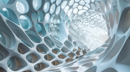 A dynamic paper installation featuring an array of layered and intricately arranged shapesの素材