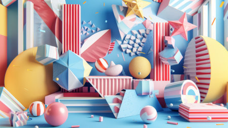 A delightful chaos of geometric elements coming together to create an eyecatching compositionの素材