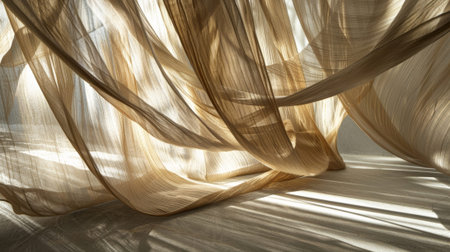 The fabrics movement creates a mesmerizing display of light and shadow on the groundの素材