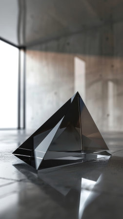 An angular paperweight with sharp clean lines resembling a piece of modern artの素材