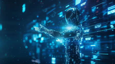 With 6G holographic communication allows for full body movements and gestures making interactions more realistic and naturalの素材