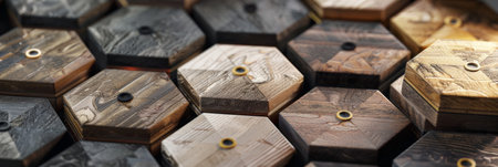 A collection of hexagonal drawer s with symmetrical tessellating patternsの素材