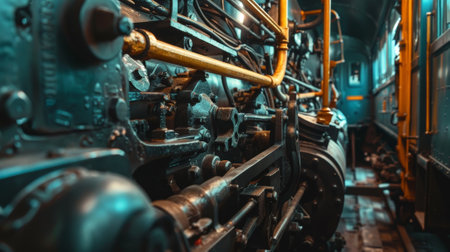 The intricate details of a train engine perfect for capturing the mechanical beauty of these machinesの素材