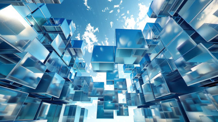 A symphony of cubes each appearing to be in perfect harmony with the othersの素材