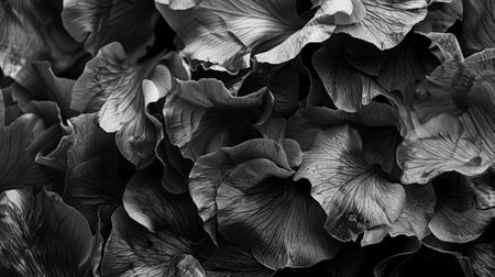 Bold and detailed the black and white photograph draws the viewer into the world of flower petals. Black and white art.の素材