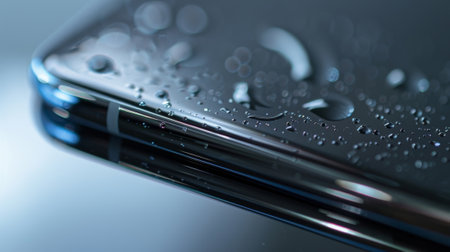 A macro shot of the reinforced crease on a foldable phone emphasizing the reinforced materials and special coatings used to prevent damage to the screen over timeの素材