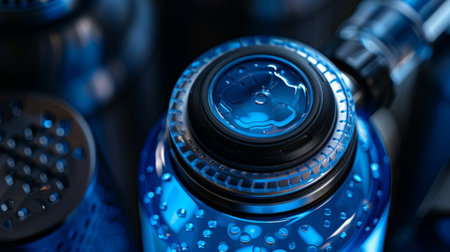 A detailed view of the UV filter on a smart water bottle that uses advanced technology to purify the water and make it safe for consumptionの素材