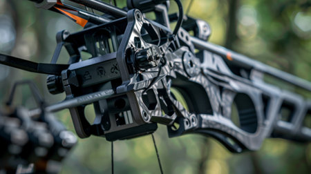 A detailed look at a bow stabilizer highlighting the sleek metal design and weight distribution for better balance and accuracyの素材