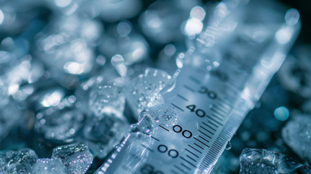 A thermometer showing the temperature of the ice bath at a chilly 40 degreesの素材