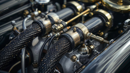 Despite their utilitarian function the fuel lines still have a unique beauty in their intricate design showcasing the perfect blend of form and functionの素材