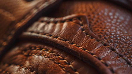 A closeup of the handcrafted stitching of a sustainable leather shoe emphasizing the skilled craftsmanship and ethical sourcing of materialsの素材
