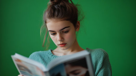 A teen flipping through fashion magazines looking for inspirationの素材