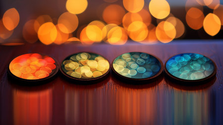 A set of coasters with particle designs both functional and decorative for any home or office spaceの素材