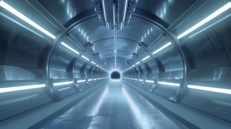 underground facility where the experiment is taking place with tunnels and chambers leading to the main neutrino beam generatorの素材