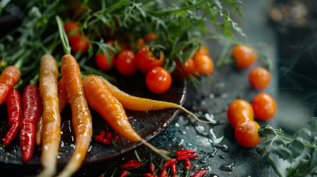 In the kitchen ingredients such as ghost peppers and seethrough carrots are being used adding to the playful themeの素材