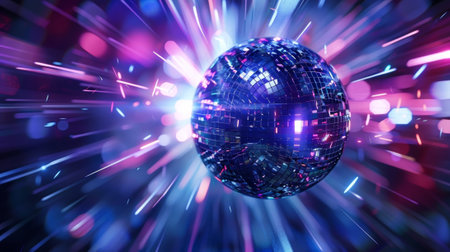 A giant disco ball refracting shards of light that resemble strands of dark energyの素材