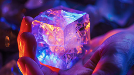 A glowing crystal purported to contain traces of exotic matter from another dimension defies all known laws of physicsの素材