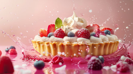 The tau tart featuring layers of tangy fruit and creamy filling named after the particle that mediates the tau leptonの素材