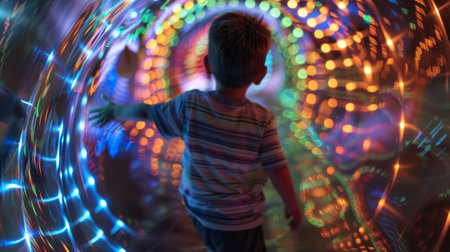 Tunnels made to look like particle accelerators with kids crawling through and imagining atomic collisionsの素材