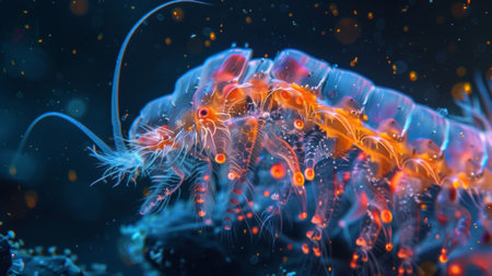 A microscopic creature resembling an electron zips past adding to the sense of wonder and discoveryの素材