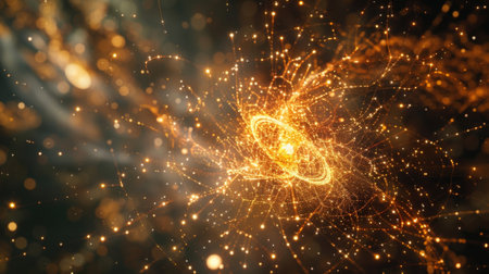 A mesmerizing display of quantum fireworks each spark a new particle being bornの素材