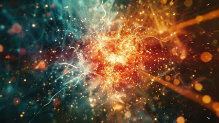 Energetic particles shoot out in all directions as a neutron discards its identity and becomes newの素材