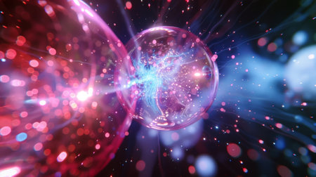 The top quark appears to be pushing down on the bottom quark creating a sense of pressure in the interactionの素材