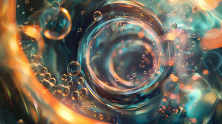 A kaleidoscope of particles swirling and colliding in a delicate dance captured by the bubble chamberの素材