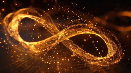 A guestbook with a picture of two particles entwined in an infinite loop signifying the eternal connection between the coupleの素材