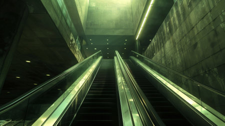 A gentle hum envelops the escalator creating a soothing ambience as the particles make their journey through the vast expanseの素材