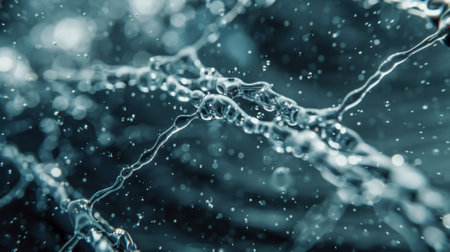 Tiny bridges cross over streams resembling the connections and interactions between particles in diagramsの素材