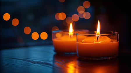 A candle with two flames burning as one representing the duality of light and darknessの素材