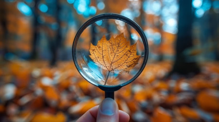 A person holding a magnifying glass symbolizing the importance of paying attention to the small details and consequences of our decisionsの素材