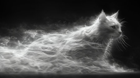 A streak of pale fur almost transparent creeping out from the edges of the box hinting at the phantom cats elusive formの素材