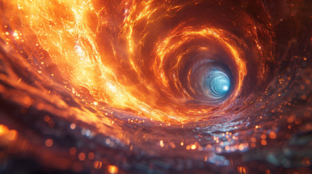 The intense gravitational pull of a black hole distorts and warps the fabric of spacetime creating a warped dizzying portal to the unknownの素材