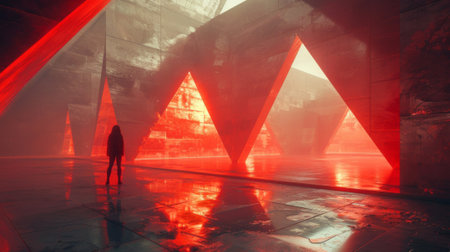 An otherworldly interpretation of a fractured reality with two mirrored dimensions overlapping and colliding through a supernatural portalの素材