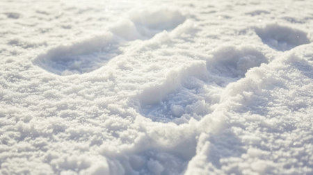 The texture of untouched snow crunches underfoot as you walk through a dreamy grainy winter wonderlandの素材