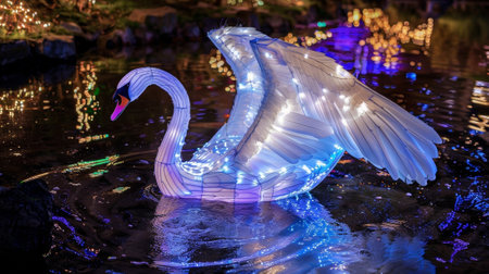 As the carrier of electromagnetic force the photon is represented as a graceful and agile swan gliding through the zooの素材