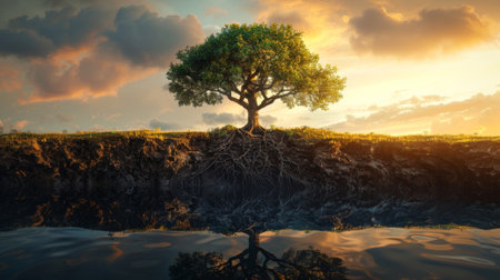 A tree with deep roots representing how small decisions can have longlasting effects and shape our futureの素材