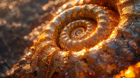 A golden spiral symbolizing the infinite expansion and growth found within the natural world and our own consciousnessの素材