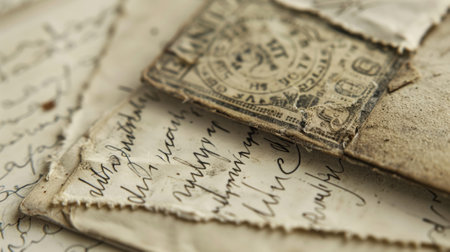 A monochromatic design with a vintage postage stamp image and vintage handwriting overlay resembling a lost letter and adding a touch of mystery to this book coverの素材