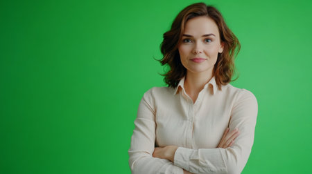 The female leader nods in agreement showing support for her colleagueの素材