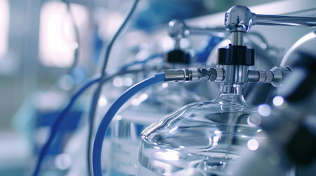 A closeup of the suction machine used to remove excess fluids and from the surgical site for better visibilityの素材