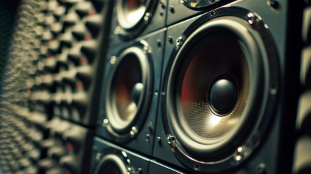 The walls are lined with acoustic panels to reduce echo and ensure optimal audio qualityの素材